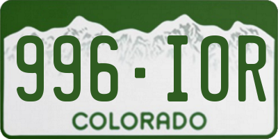 CO license plate 996IOR