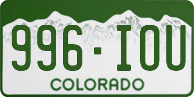 CO license plate 996IOU