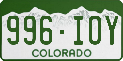 CO license plate 996IOY