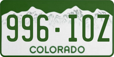 CO license plate 996IOZ