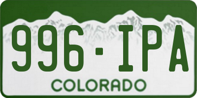 CO license plate 996IPA