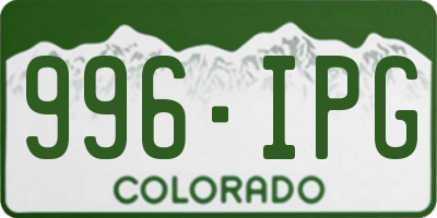 CO license plate 996IPG