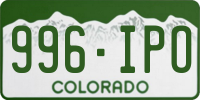 CO license plate 996IPO