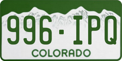 CO license plate 996IPQ
