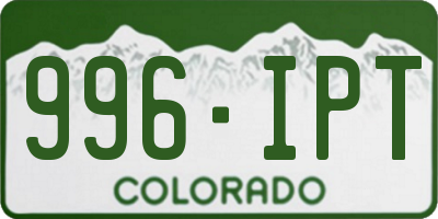 CO license plate 996IPT