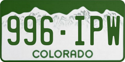 CO license plate 996IPW
