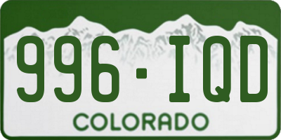 CO license plate 996IQD