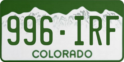 CO license plate 996IRF