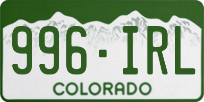 CO license plate 996IRL