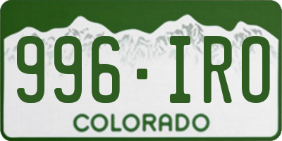 CO license plate 996IRO