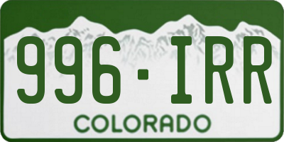 CO license plate 996IRR