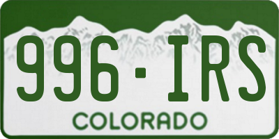 CO license plate 996IRS