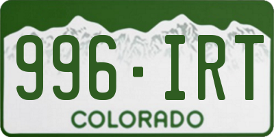 CO license plate 996IRT
