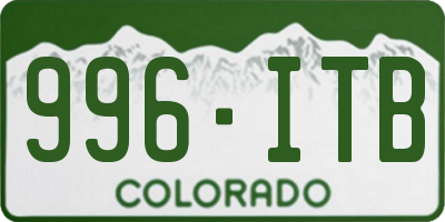 CO license plate 996ITB
