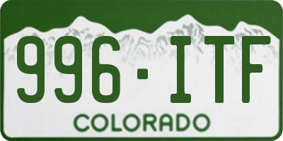 CO license plate 996ITF