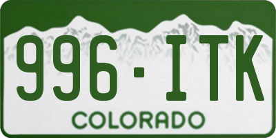 CO license plate 996ITK