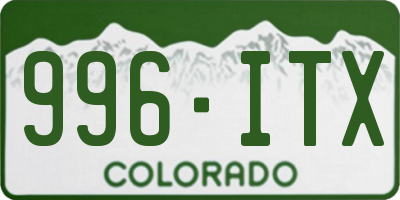 CO license plate 996ITX