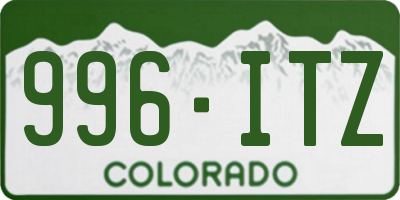 CO license plate 996ITZ