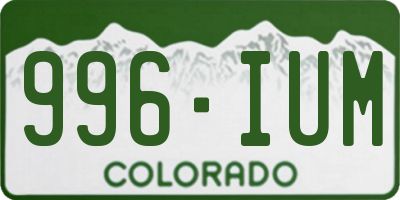 CO license plate 996IUM