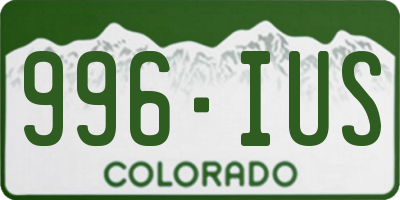 CO license plate 996IUS