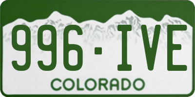 CO license plate 996IVE