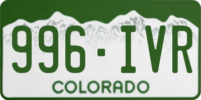 CO license plate 996IVR