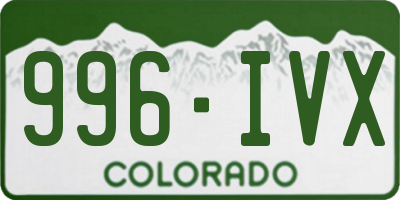 CO license plate 996IVX