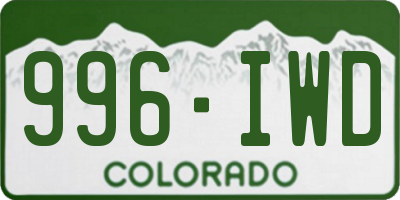 CO license plate 996IWD