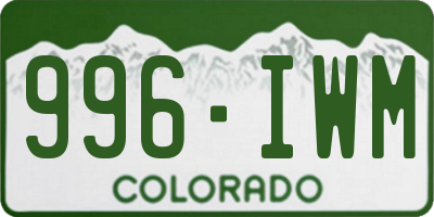 CO license plate 996IWM