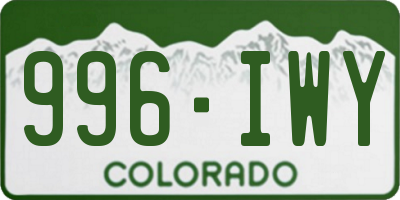 CO license plate 996IWY