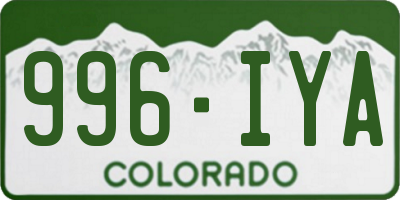 CO license plate 996IYA