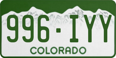 CO license plate 996IYY