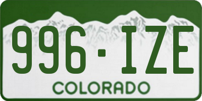 CO license plate 996IZE