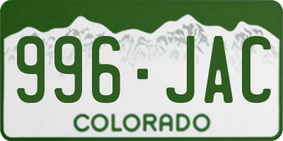 CO license plate 996JAC