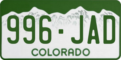 CO license plate 996JAD