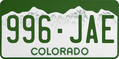 CO license plate 996JAE