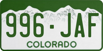 CO license plate 996JAF