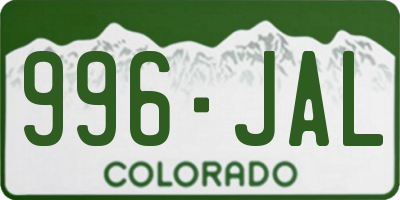 CO license plate 996JAL