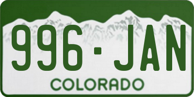 CO license plate 996JAN