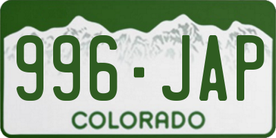 CO license plate 996JAP