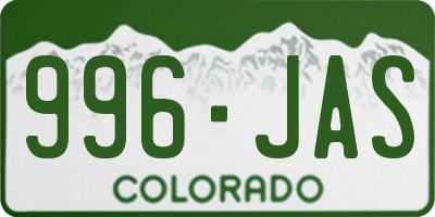 CO license plate 996JAS
