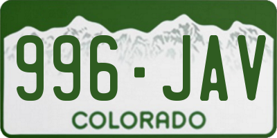 CO license plate 996JAV