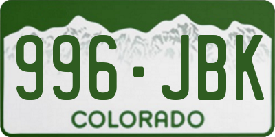 CO license plate 996JBK
