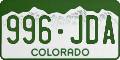 CO license plate 996JDA