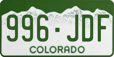 CO license plate 996JDF