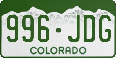 CO license plate 996JDG