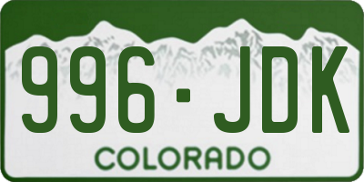 CO license plate 996JDK