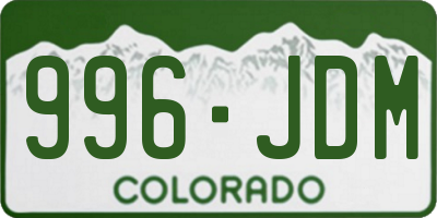 CO license plate 996JDM