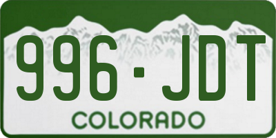 CO license plate 996JDT