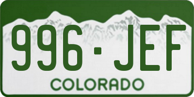 CO license plate 996JEF